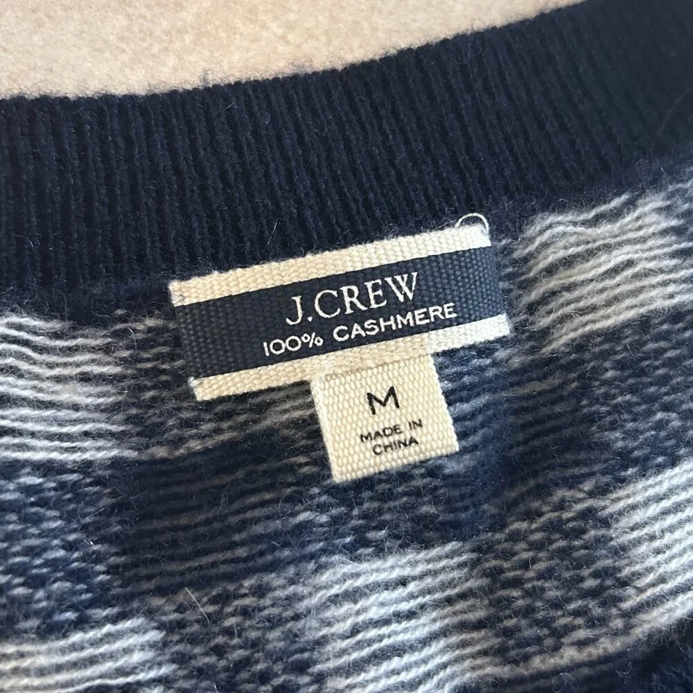 J. Crew Navy Cashmere Gingham Sweater ASO Wednesday Addams